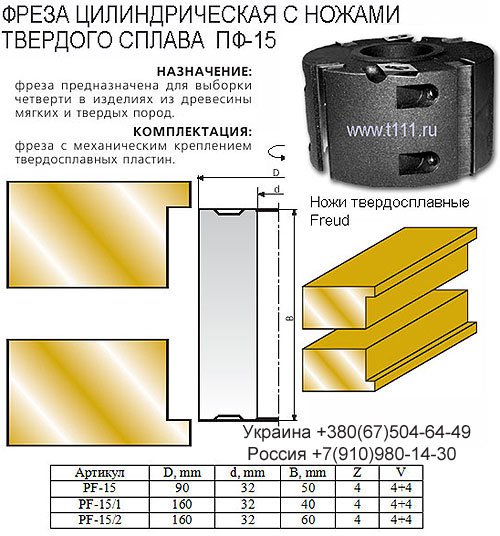 Комплект фрез для изготовления обшивочной доски (вагонки)